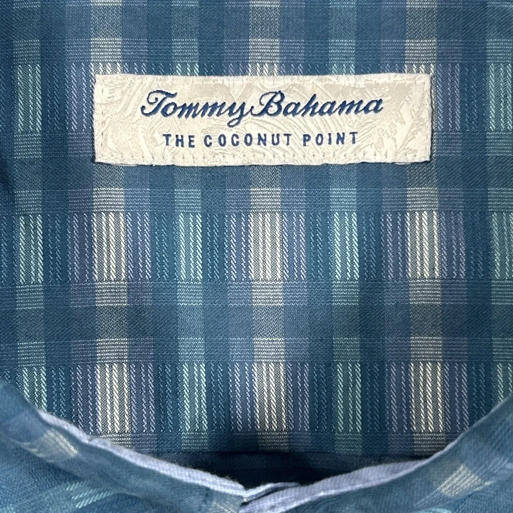 Tommy Bahama Coconut Point Button Up Camp Shirt Blue Geometric Mens XXL